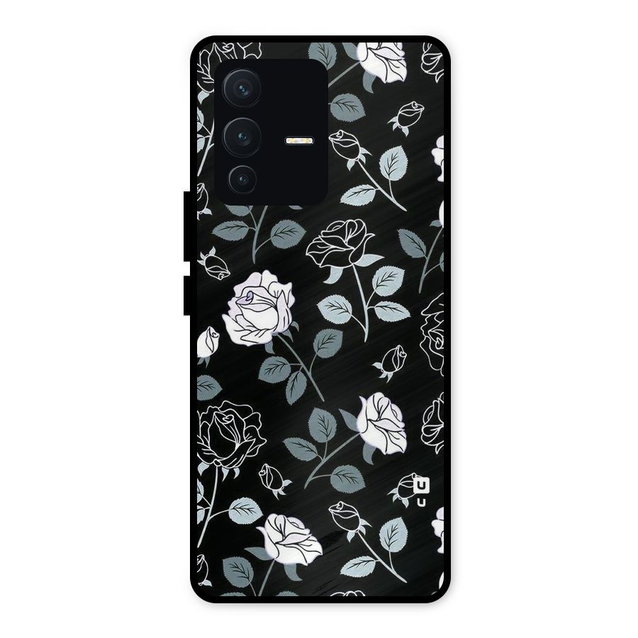 Black Artsy Bloom Metal Back Case for Vivo V23 5G