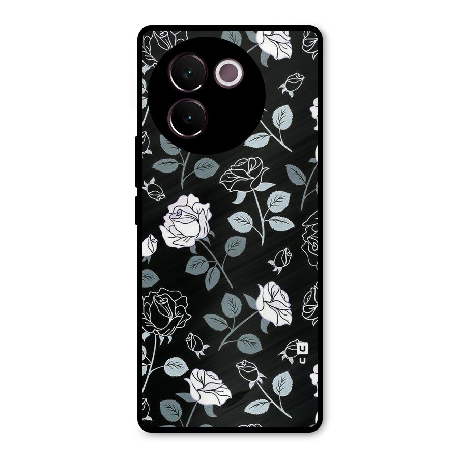 Black Artsy Bloom Metal Back Case for Vivo V30e