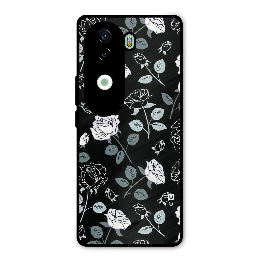 Black Artsy Bloom Metal Back Case for Vivo V40e