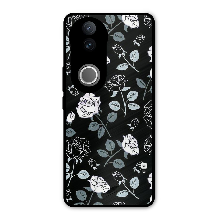 Black Artsy Bloom Metal Back Case for Vivo V50e
