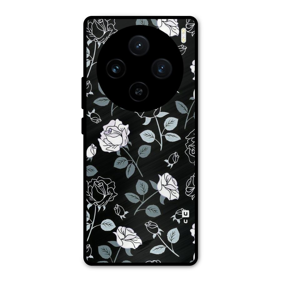 Black Artsy Bloom Metal Back Case for Vivo X100