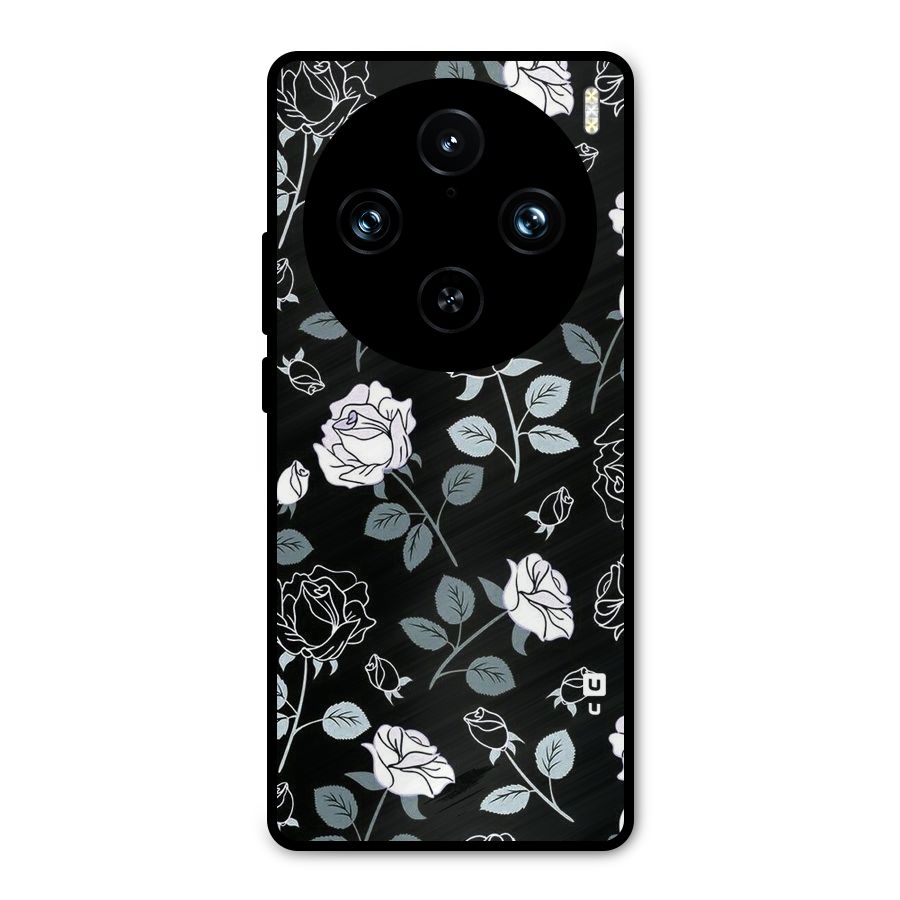 Black Artsy Bloom Metal Back Case for Vivo X100 Pro
