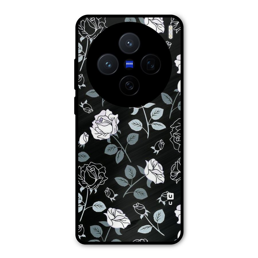 Black Artsy Bloom Metal Back Case for Vivo X200