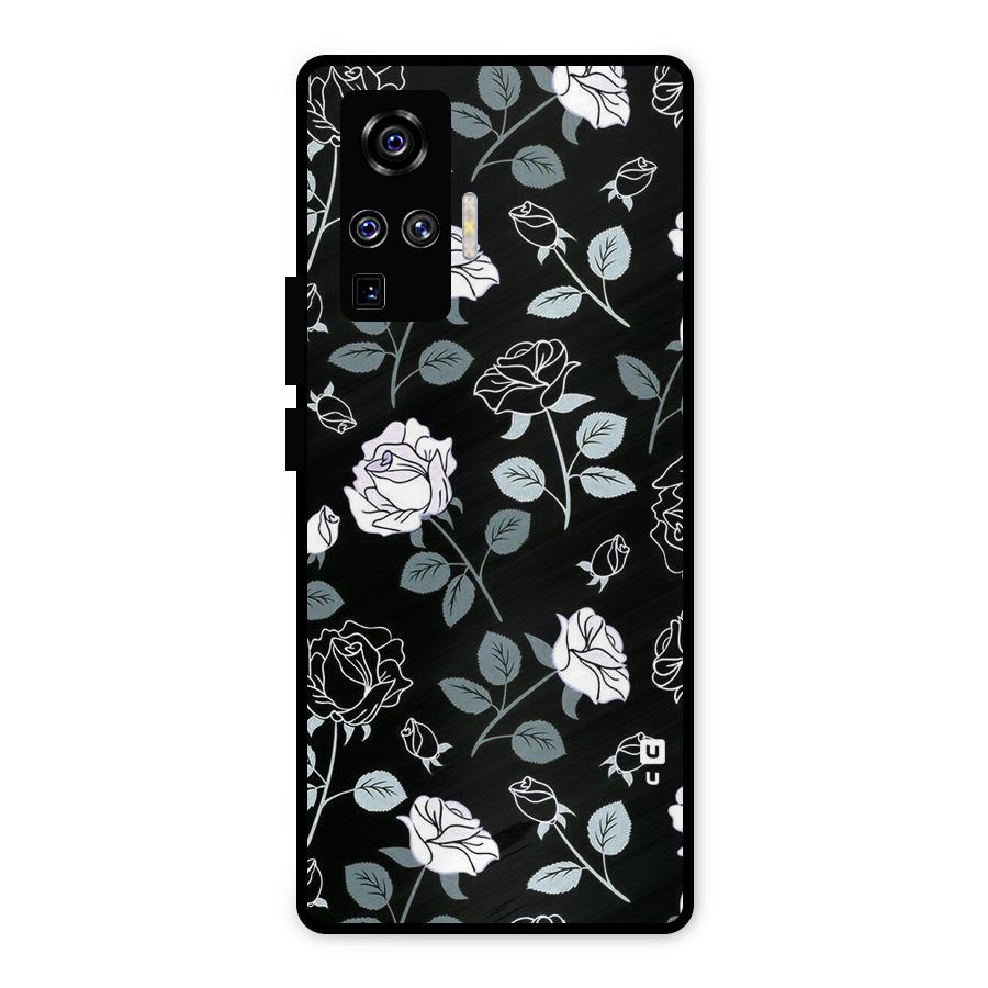 Black Artsy Bloom Metal Back Case for Vivo X50 Pro