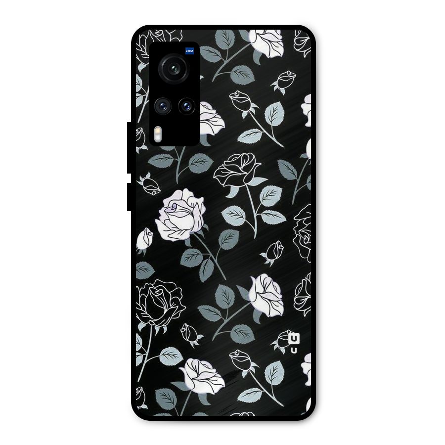 Black Artsy Bloom Metal Back Case for Vivo X60