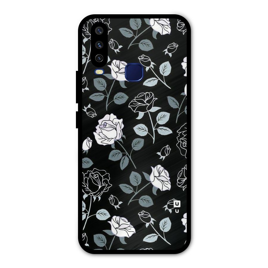 Black Artsy Bloom Metal Back Case for Vivo Y15
