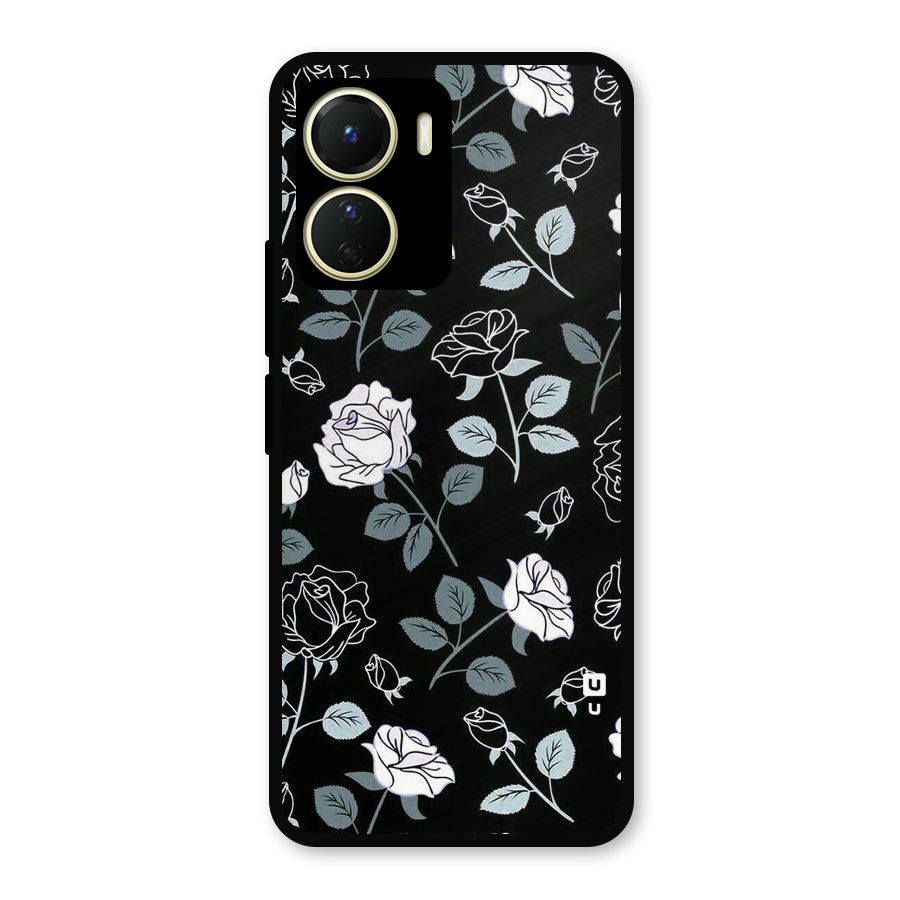 Black Artsy Bloom Metal Back Case for Vivo Y16