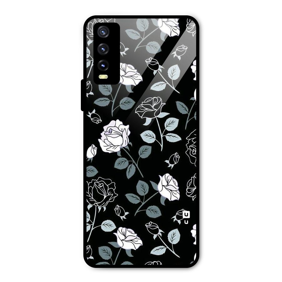 Black Artsy Bloom Metal Back Case for Vivo Y20