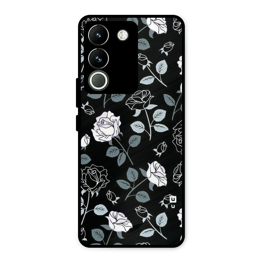 Black Artsy Bloom Metal Back Case for Vivo Y200
