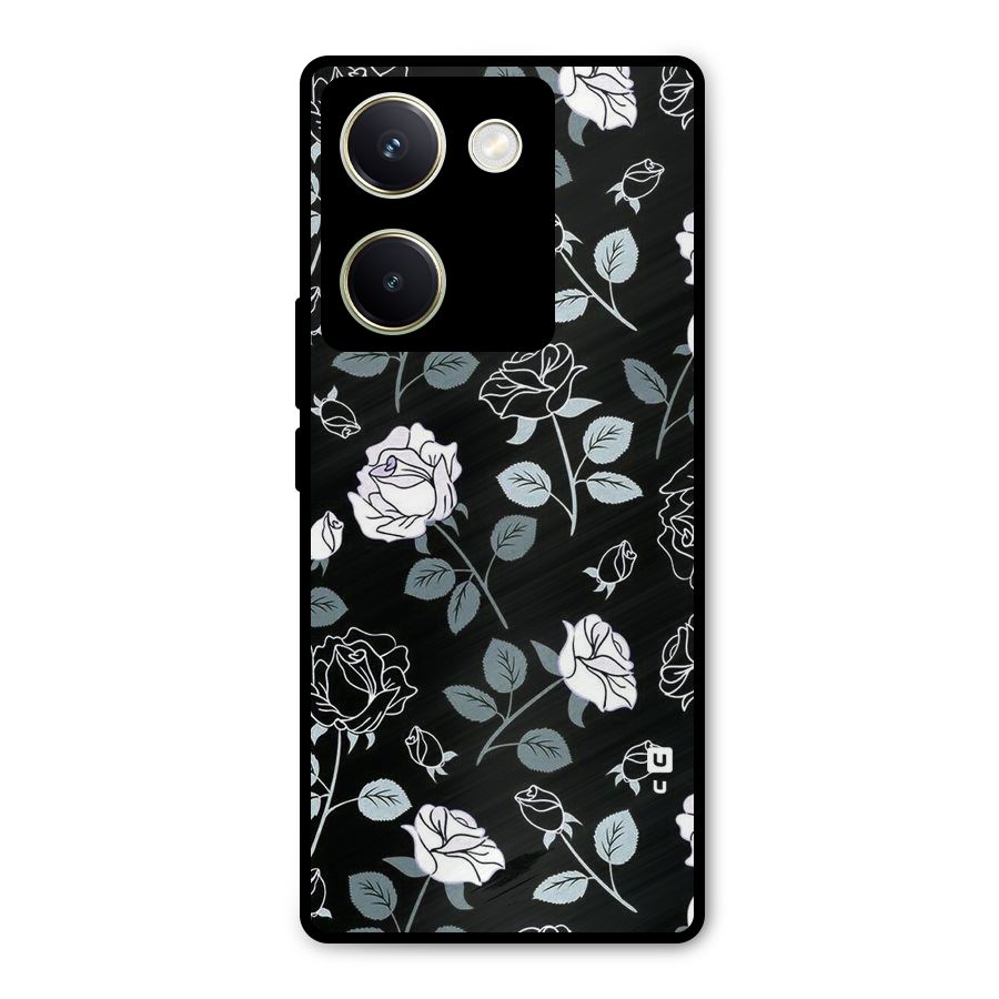 Black Artsy Bloom Metal Back Case for Vivo Y200 Pro