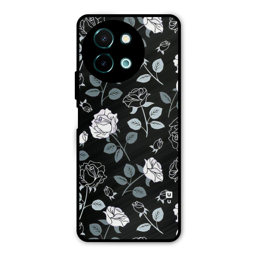 Black Artsy Bloom Metal Back Case for Vivo Y58