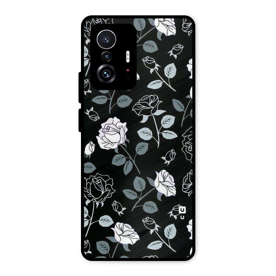 Black Artsy Bloom Metal Back Case for Xiaomi 11T Pro
