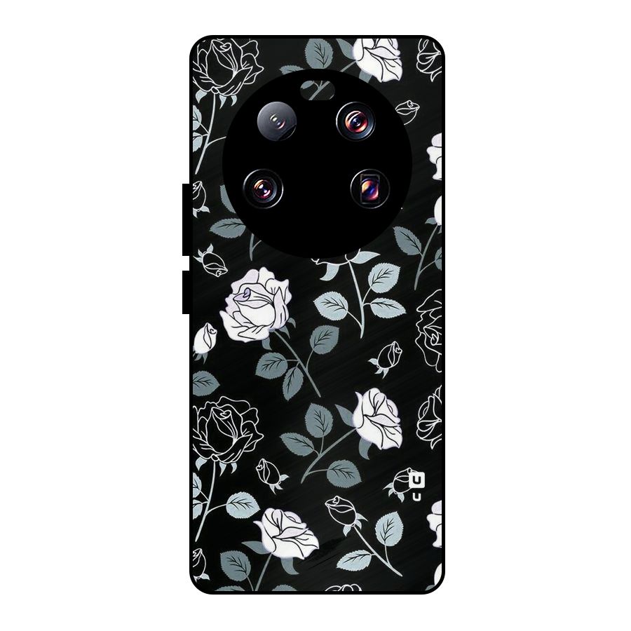Black Artsy Bloom Metal Back Case for Xiaomi 13 Ultra