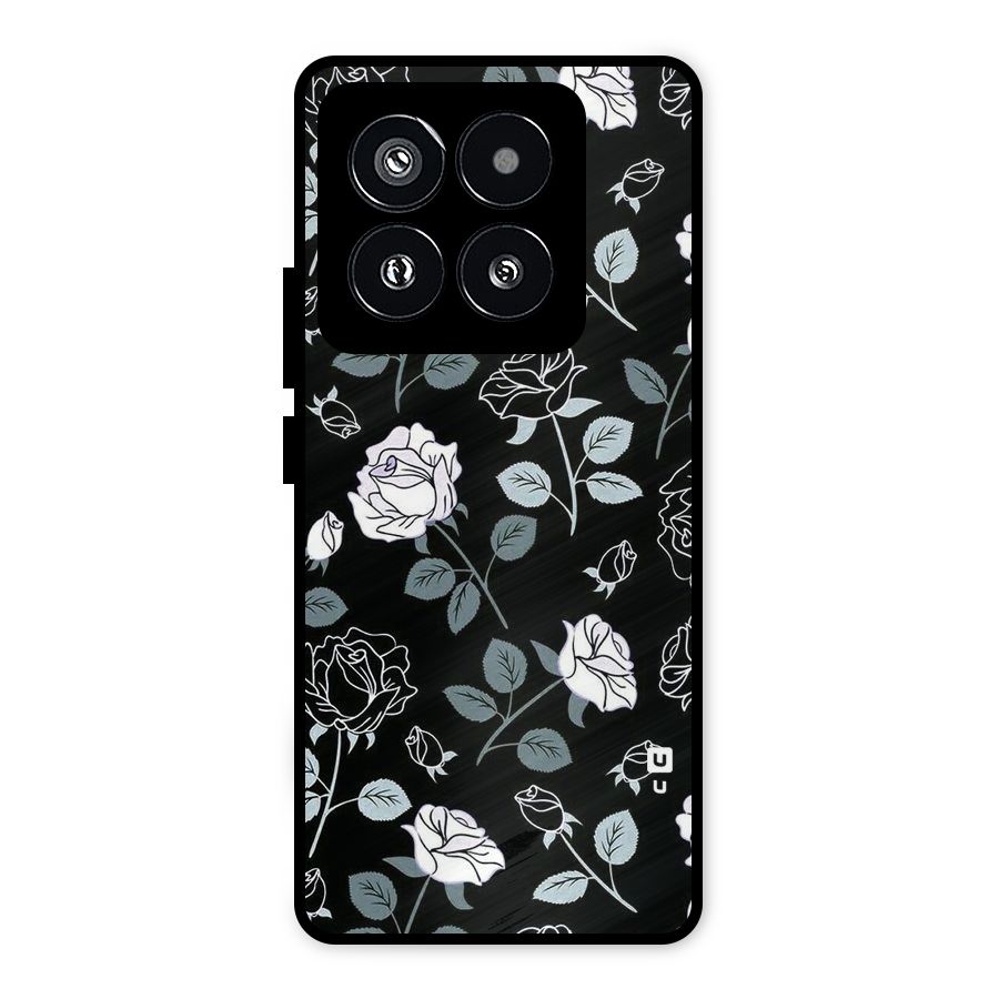 Black Artsy Bloom Metal Back Case for Xiaomi 14 Pro
