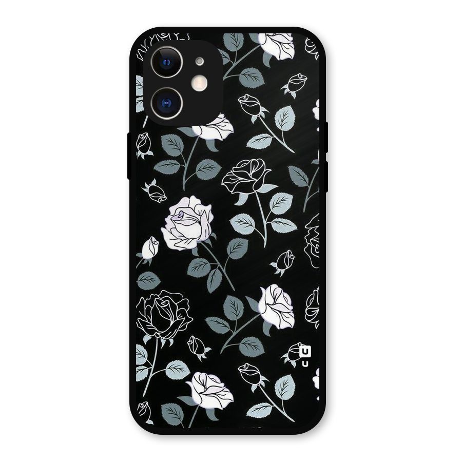Black Artsy Bloom Metal Back Case for iPhone 12