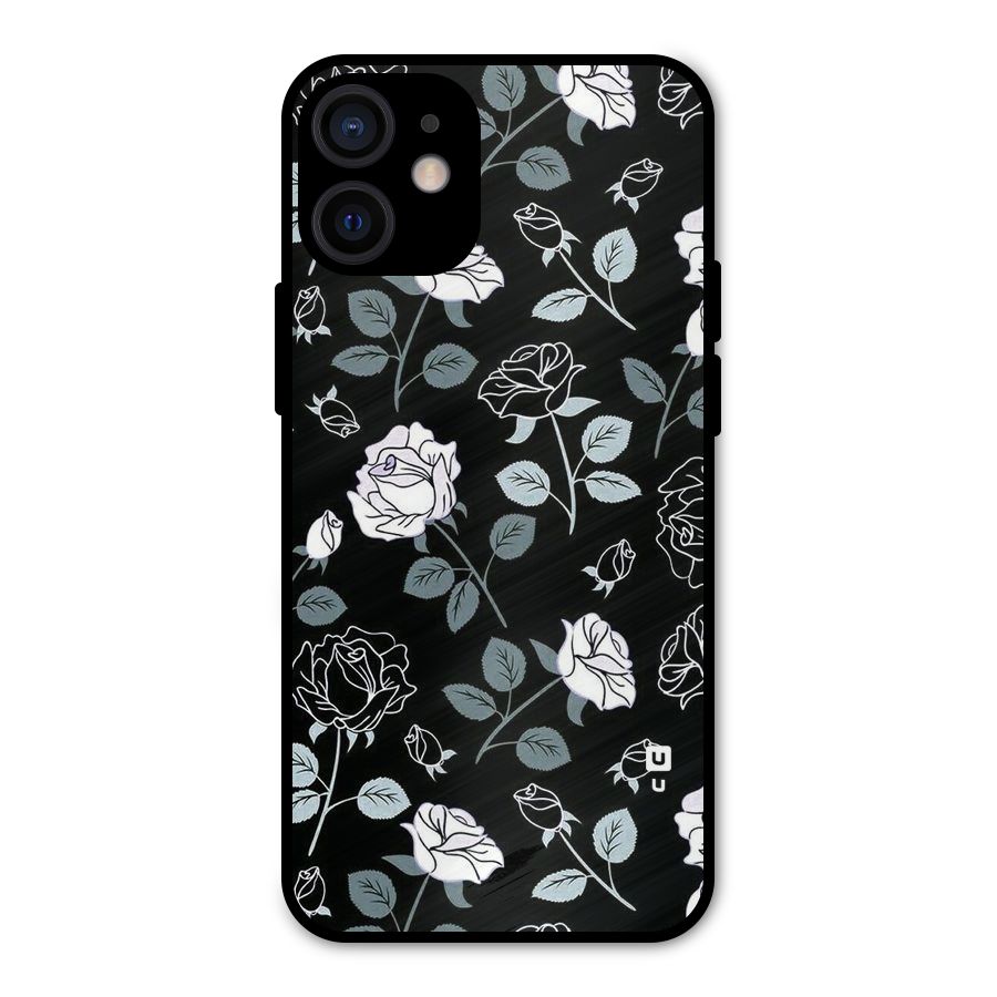 Black Artsy Bloom Metal Back Case for iPhone 12 Mini