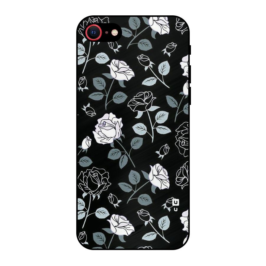 Black Artsy Bloom Metal Back Case for iPhone SE 2022