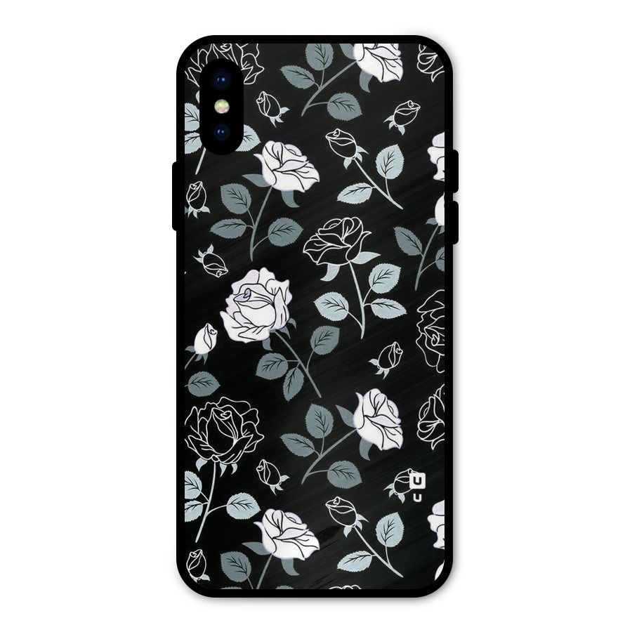 Black Artsy Bloom Metal Back Case for iPhone X