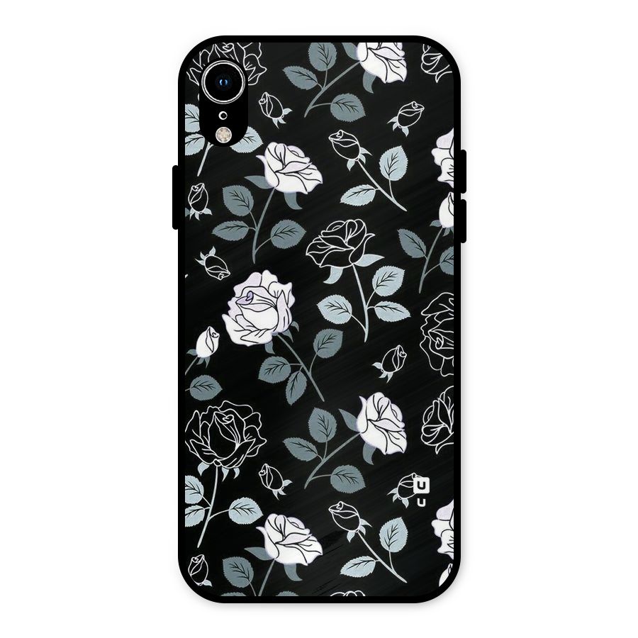 Black Artsy Bloom Metal Back Case for iPhone XR