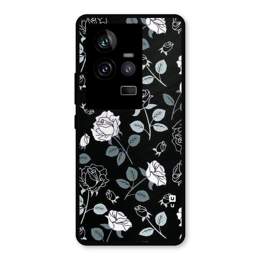 Black Artsy Bloom Metal Back Case for iQOO 11 5G