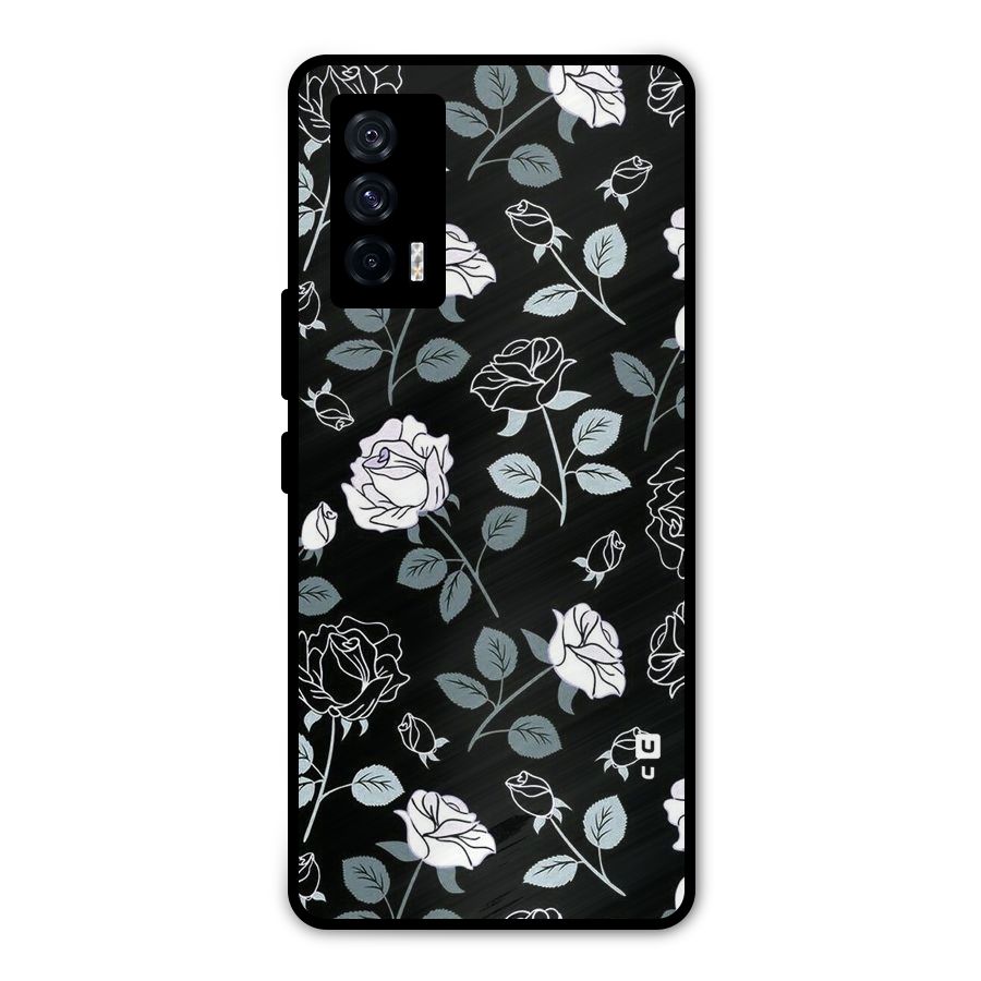 Black Artsy Bloom Metal Back Case for iQOO 7 5G