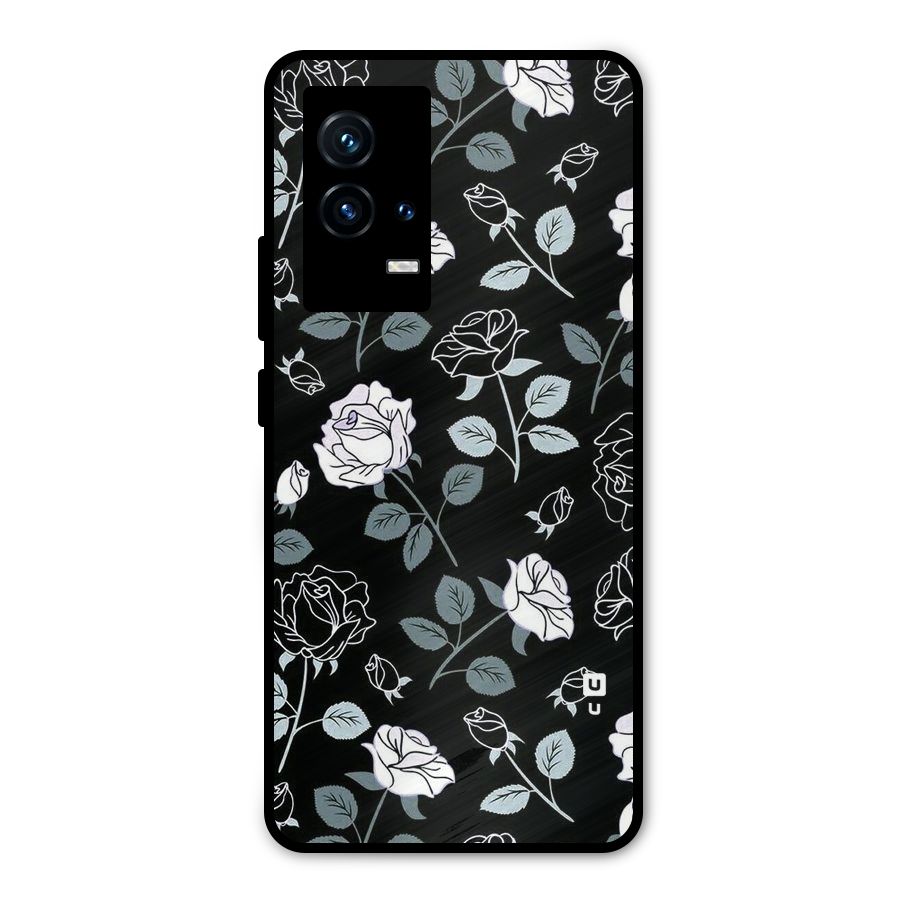 Black Artsy Bloom Metal Back Case for iQOO 9 5G