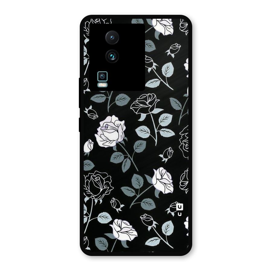 Black Artsy Bloom Metal Back Case for iQOO Neo 7