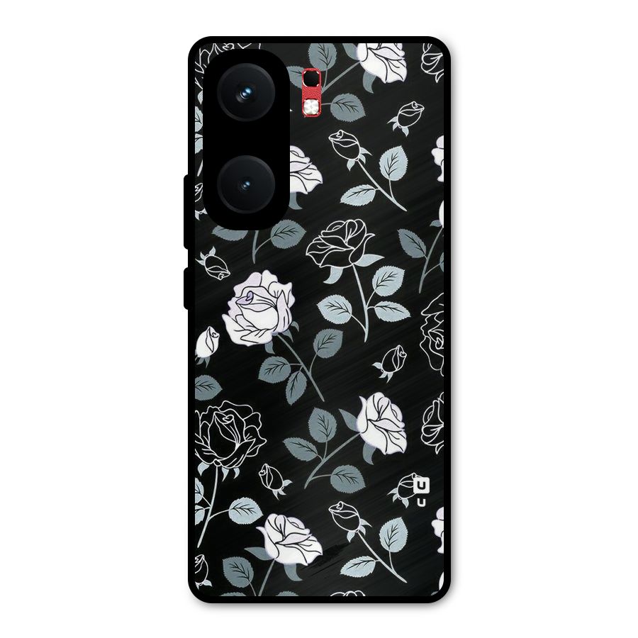 Black Artsy Bloom Metal Back Case for iQOO Neo 9 Pro