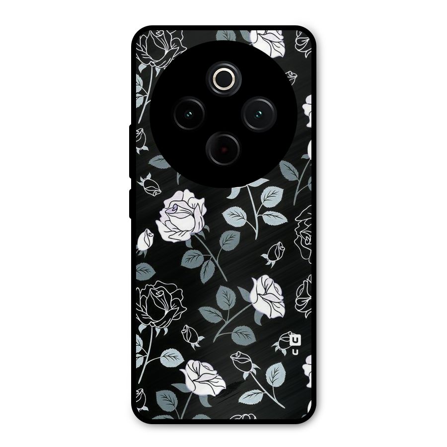 Black Artsy Bloom Metal Back Case for iQOO Z10
