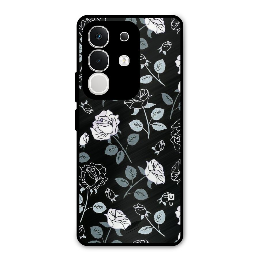 Black Artsy Bloom Metal Back Case for iQOO Z10x