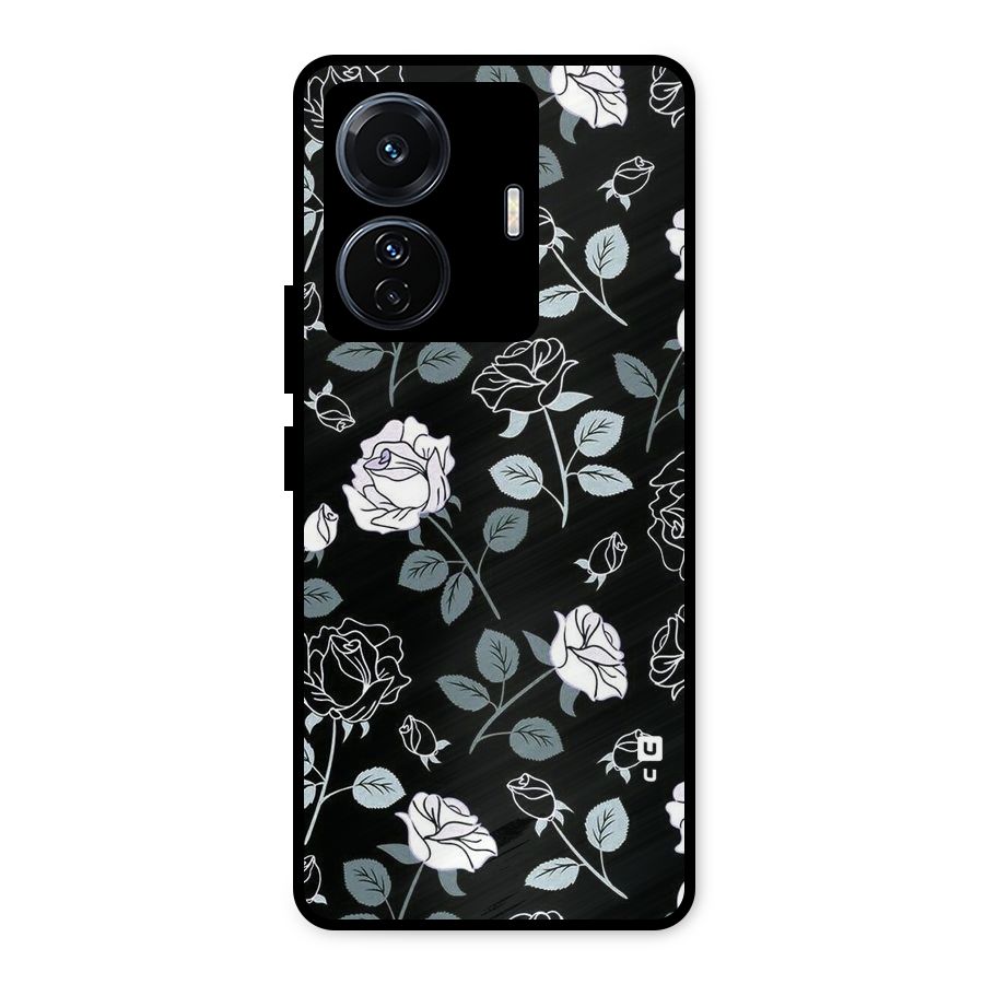 Black Artsy Bloom Metal Back Case for iQOO Z6