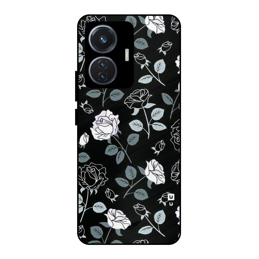 Black Artsy Bloom Metal Back Case for iQOO Z6 44W