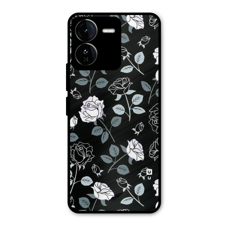 Black Artsy Bloom Metal Back Case for iQOO Z9