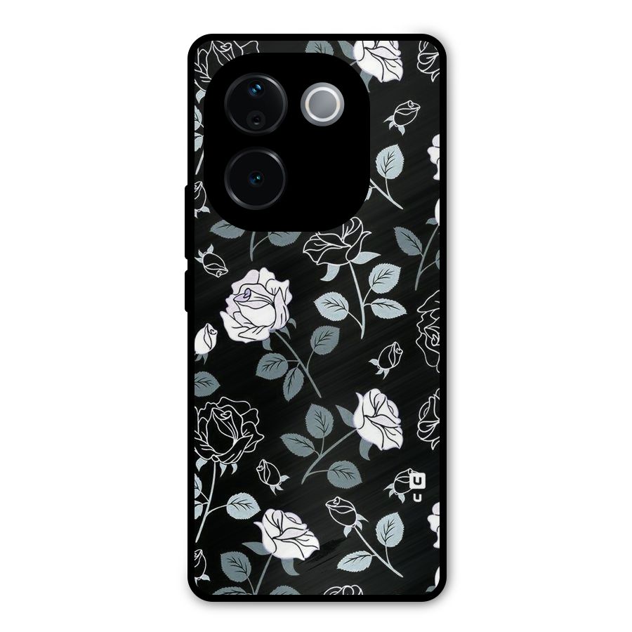 Black Artsy Bloom Metal Back Case for iQOO Z9s Pro
