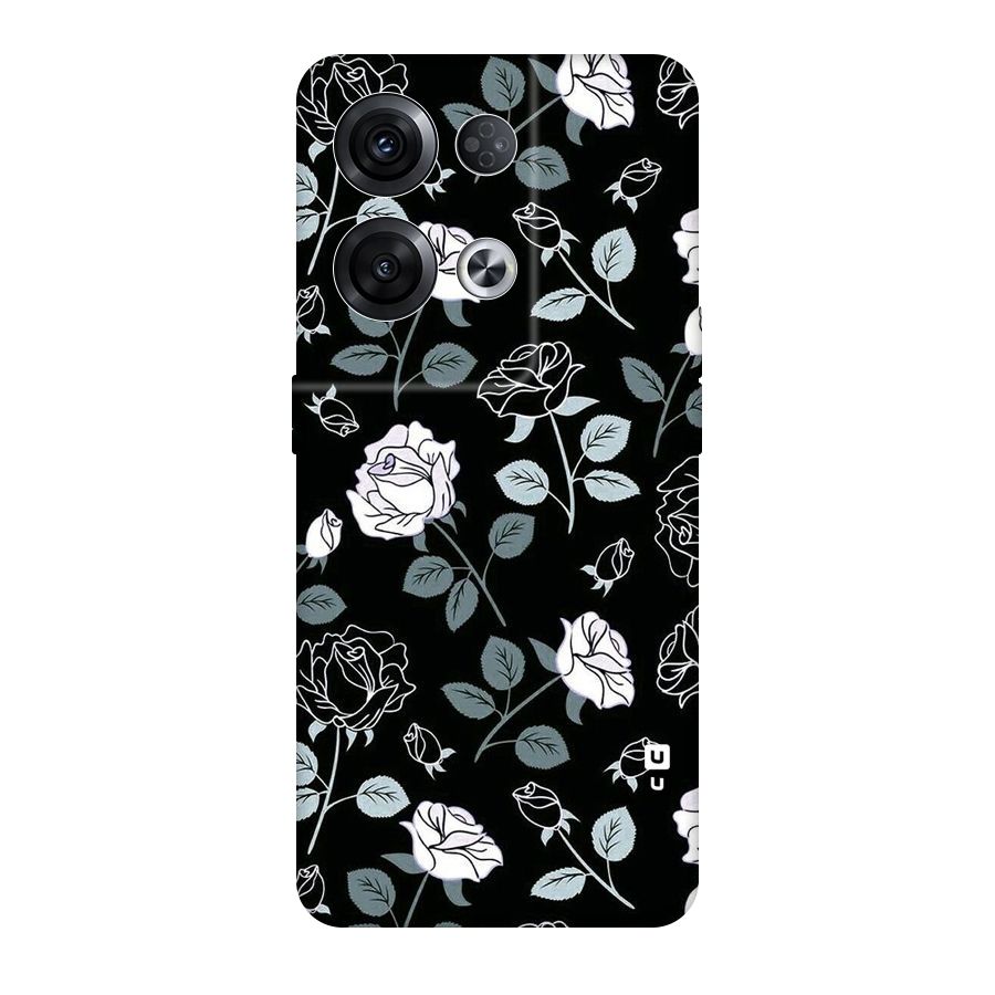 Black Artsy Bloom Original Polycarbonate Back Case for Oppo Reno8 Pro 5G