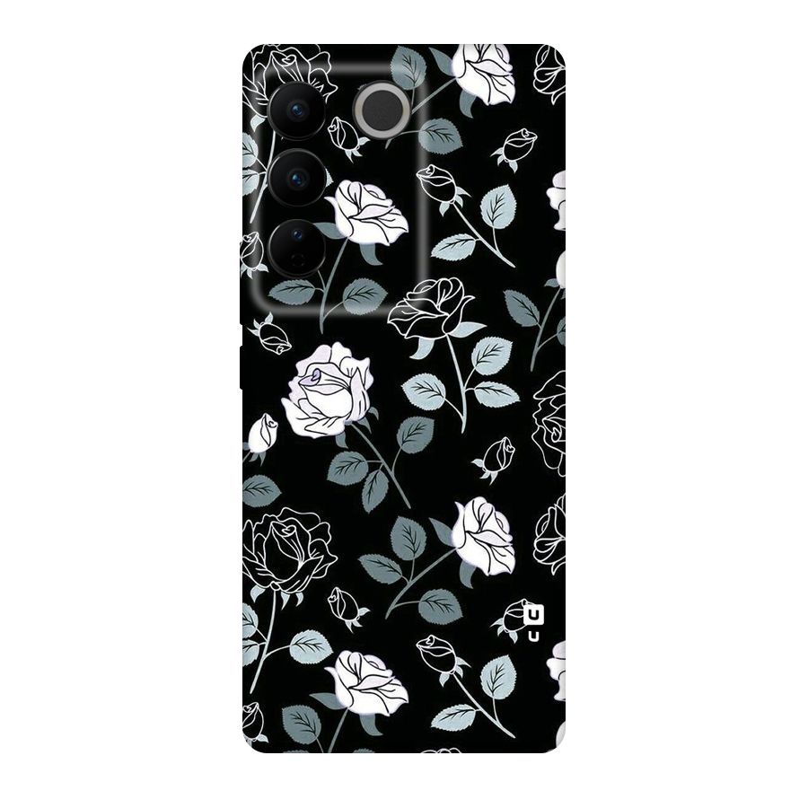 Black Artsy Bloom Original Polycarbonate Back Case for Vivo V27