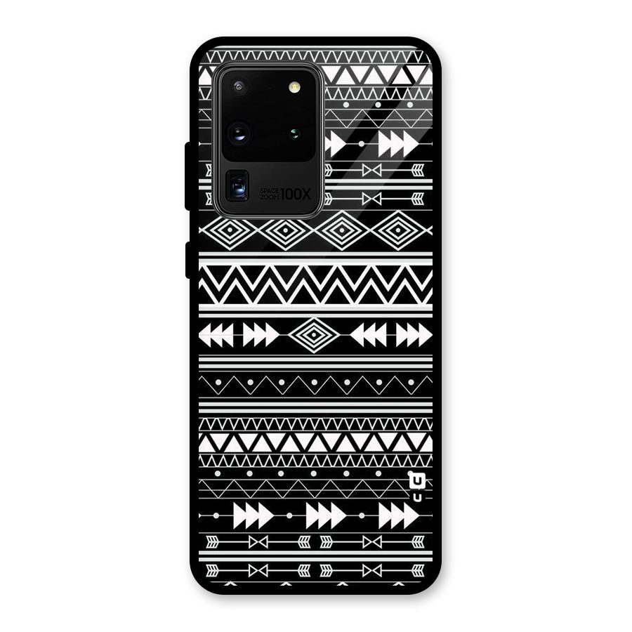 Black Aztec Creativity Glass Back Case for Galaxy S20 Ultra