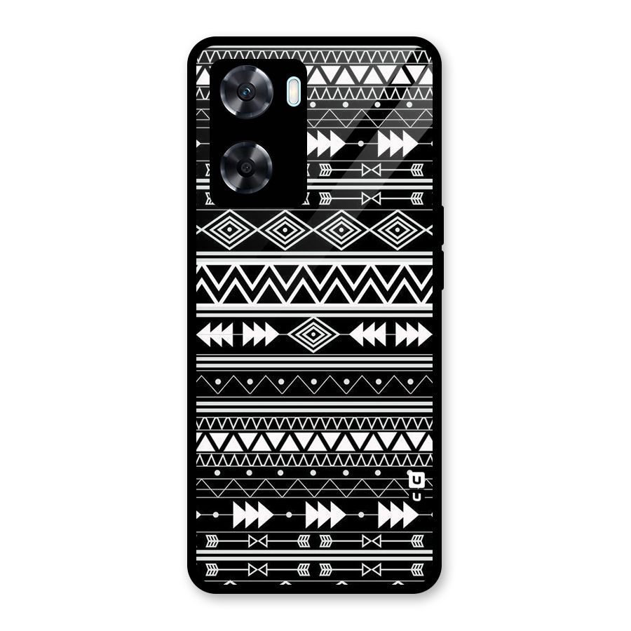 Black Aztec Creativity Glass Back Case for Oppo A77s
