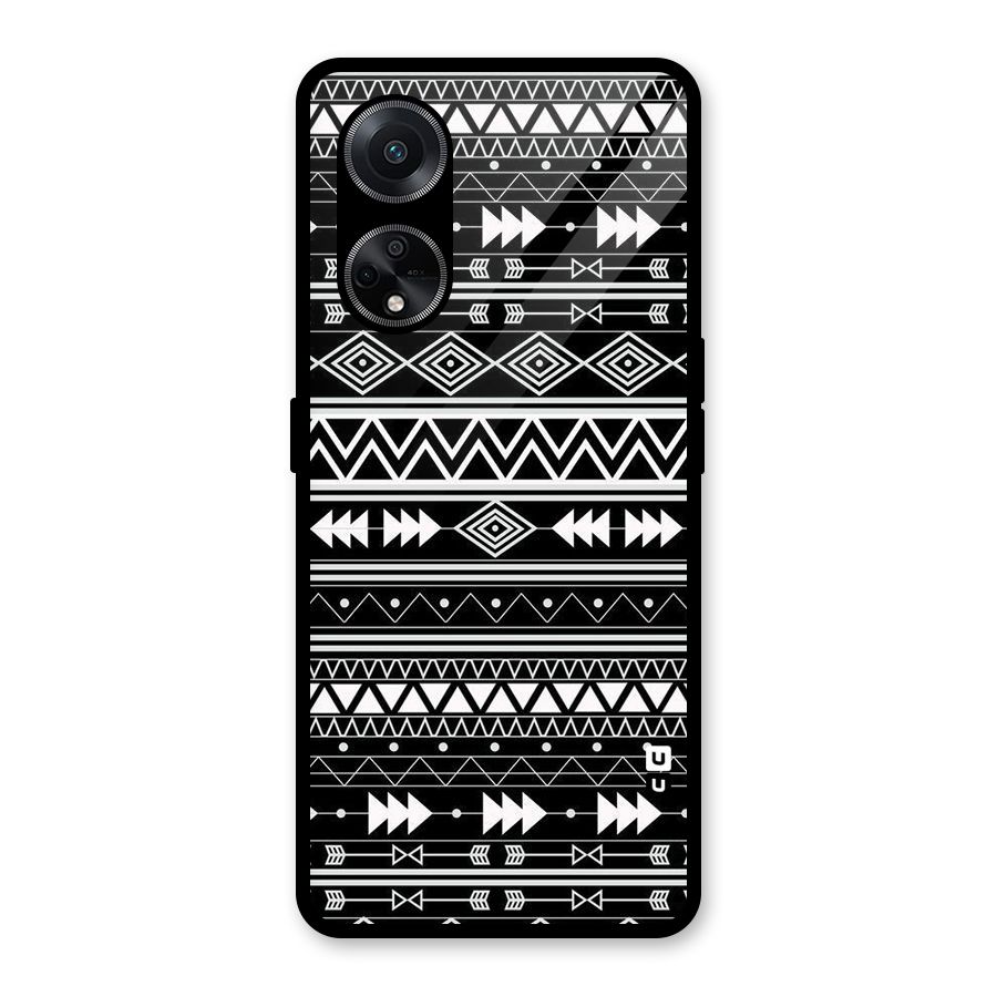 Black Aztec Creativity Glass Back Case for Oppo F23
