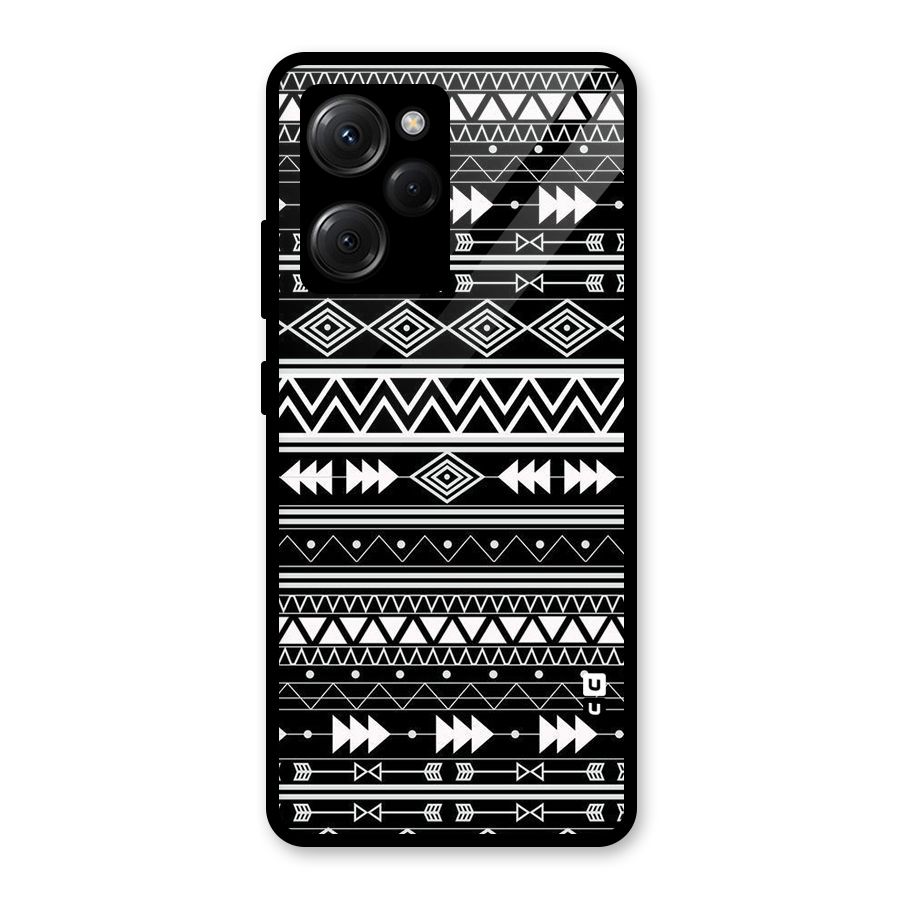 Black Aztec Creativity Glass Back Case for Poco X5 Pro