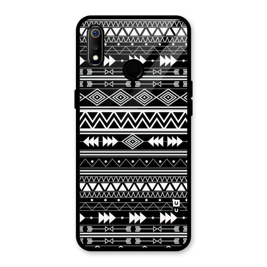 Black Aztec Creativity Glass Back Case for Realme 3i