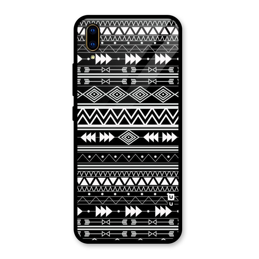 Black Aztec Creativity Glass Back Case for Vivo V11 Pro