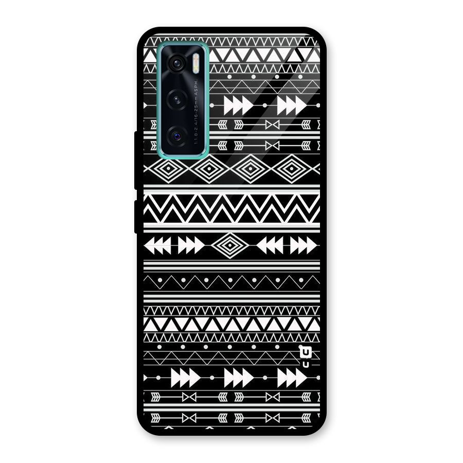Black Aztec Creativity Glass Back Case for Vivo V20 SE