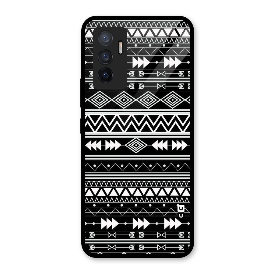Black Aztec Creativity Glass Back Case for Vivo V23e