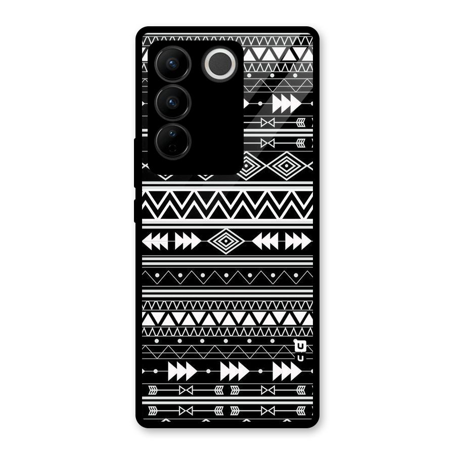 Black Aztec Creativity Glass Back Case for Vivo V27