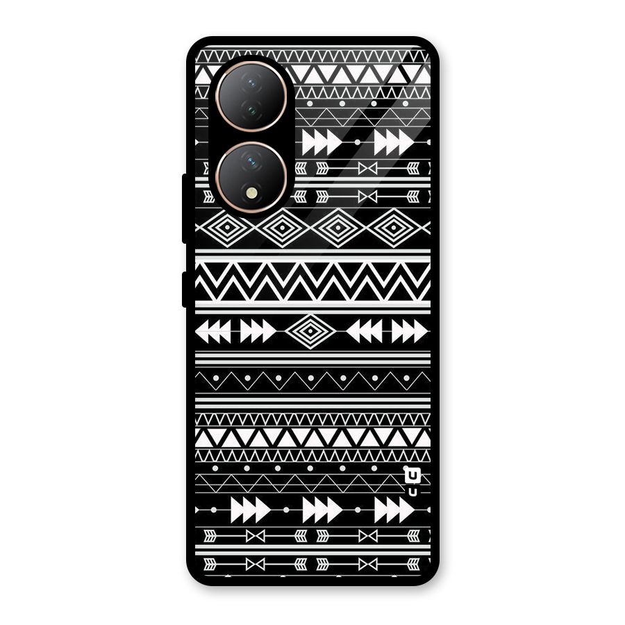 Black Aztec Creativity Glass Back Case for Vivo Y100A