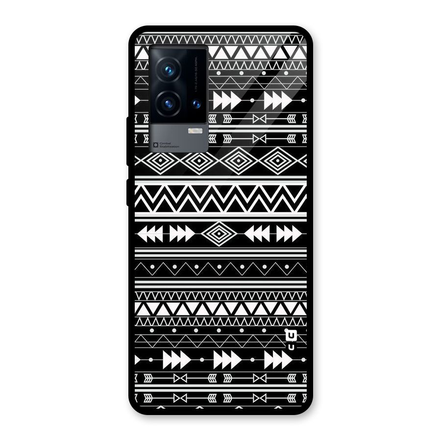 Black Aztec Creativity Glass Back Case for iQOO 9 5G