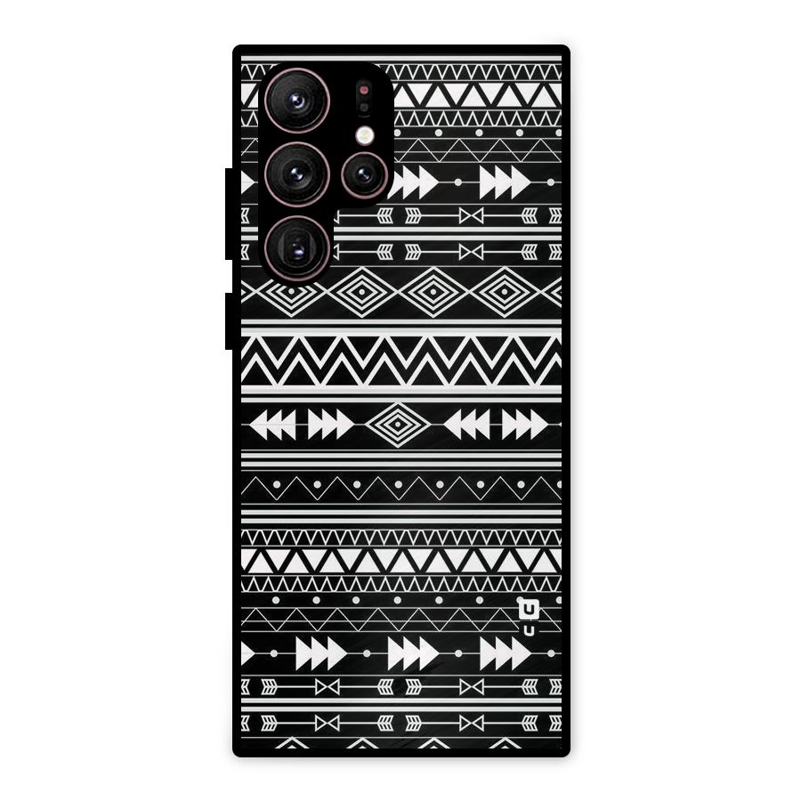 Black Aztec Creativity Metal Back Case for Galaxy S22 Ultra 5G