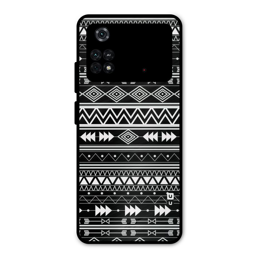 Black Aztec Creativity Metal Back Case for Poco M4 Pro 4G