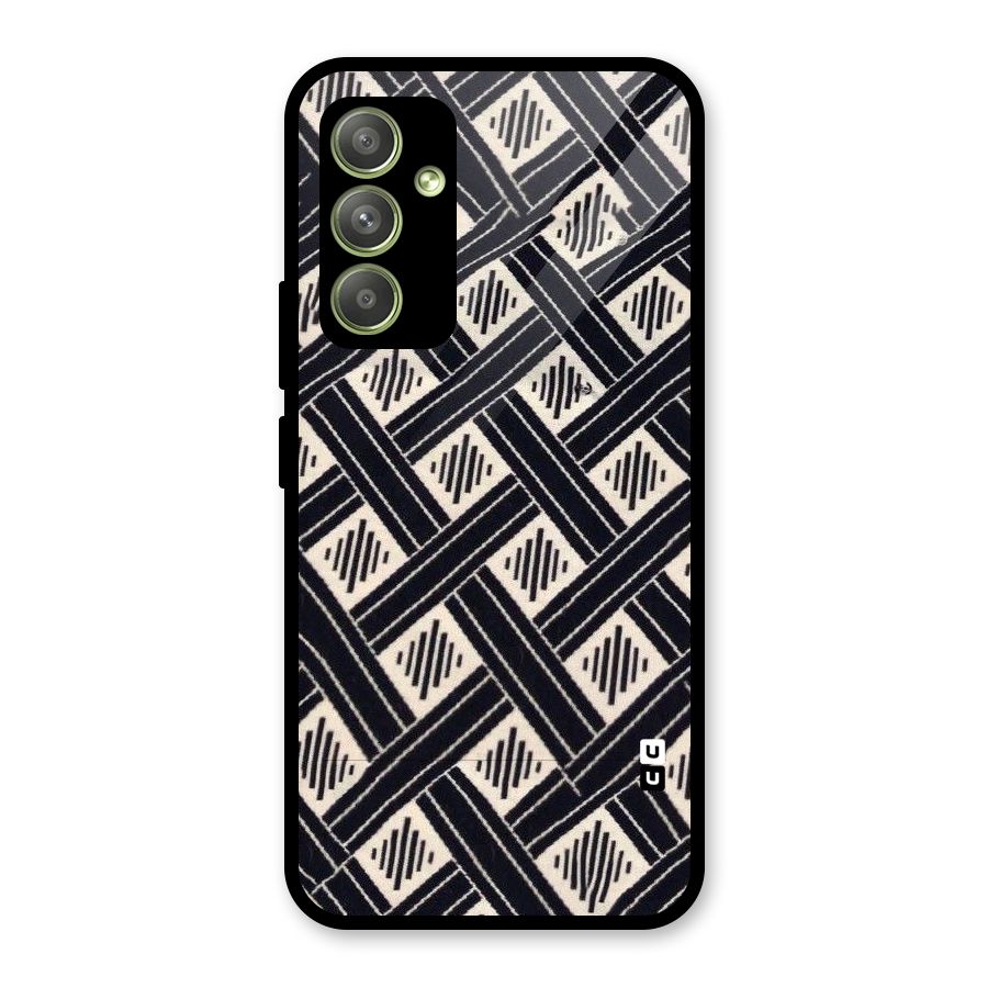 Black Beige Criscros Glass Back Case for Galaxy A54